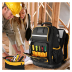 Oxford Cloth Heavy Duty, Hard Bottom Tool Backpack with Multiple Pockets and Laptop Sleeve - Image 3